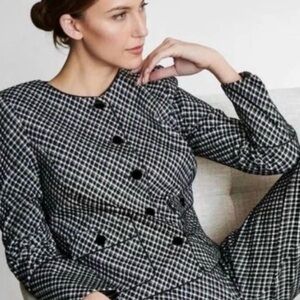 SPANX Women’s Ponte Lady Jacket Stretch Jacquard Black Plaid